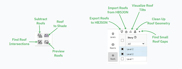 Roof editing commands