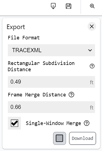 TRACEXML export options in Model Editor