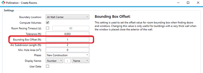 Bounding box offset