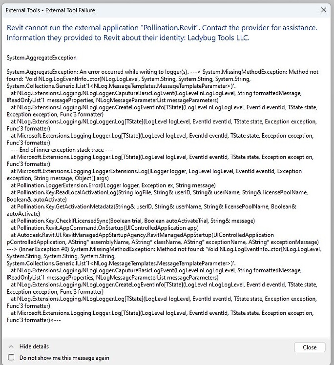 Revit cannot run the external application - Revit Plugin - Pollination ...